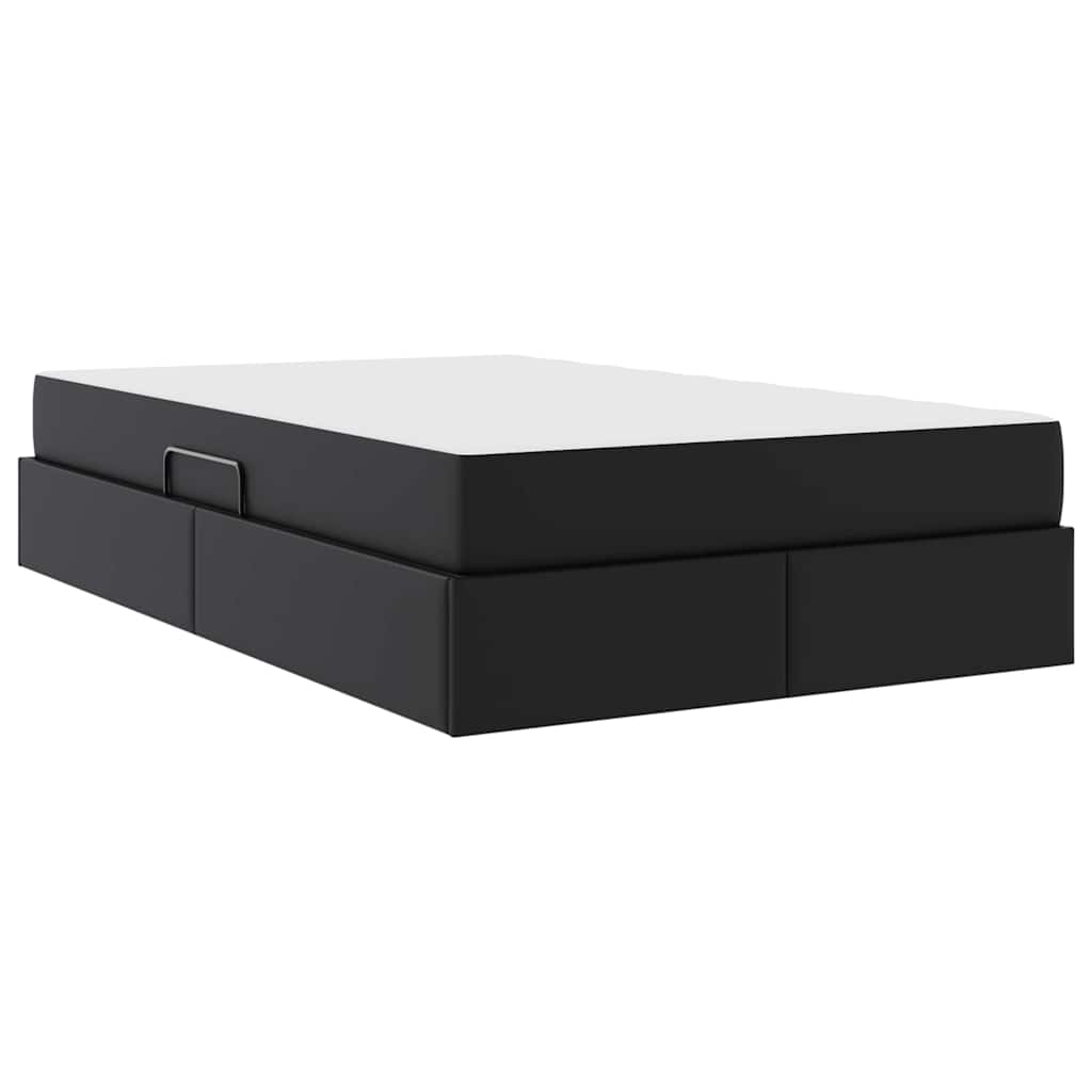 vidaXL Κρεβάτι με αποθηκευτικό χώρο και στρώμα 2 pcs Μαύρο Δέρμα