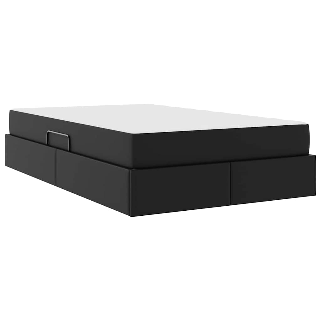 vidaXL Κρεβάτι με αποθηκευτικό χώρο και στρώμα 2 pcs Μαύρο Δέρμα