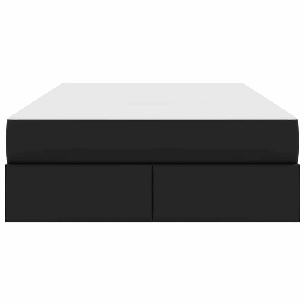 vidaXL Κρεβάτι με αποθηκευτικό χώρο και στρώμα 2 pcs Μαύρο Δέρμα