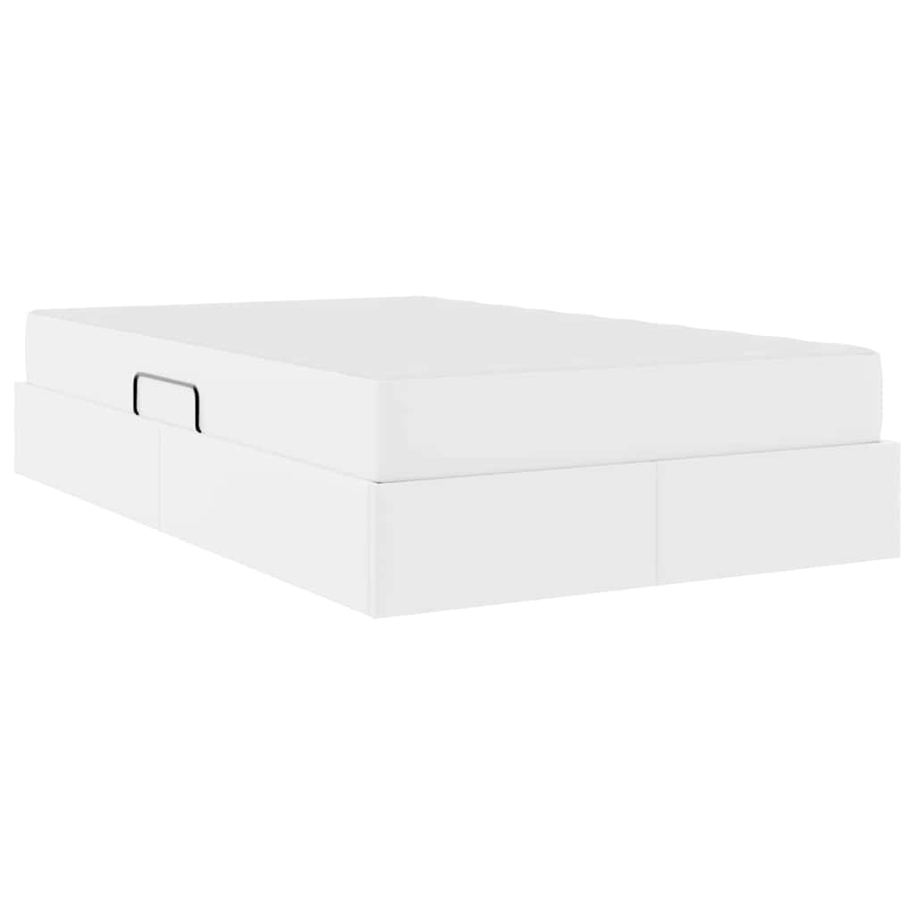 vidaXL Κρεβάτι με αποθηκευτικό χώρο και στρώμα 2 pcs Λευκό Δέρμα