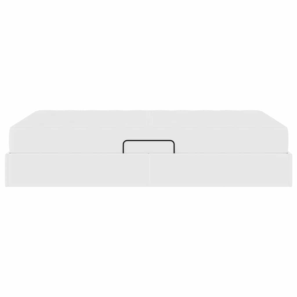 vidaXL Κρεβάτι με αποθηκευτικό χώρο και στρώμα 2 pcs Λευκό Δέρμα