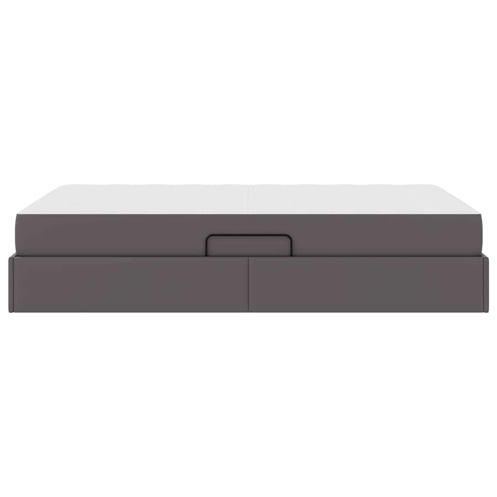 vidaXL Κρεβάτι με αποθηκευτικό χώρο και στρώμα 2 pcs Γκρι Δέρμα