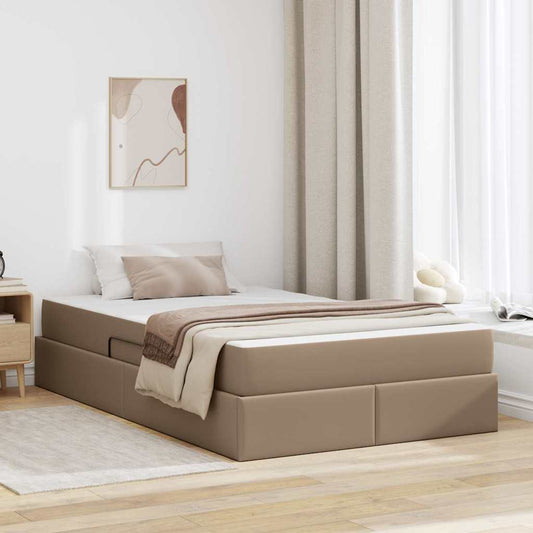 vidaXL Κρεβάτι με αποθηκευτικό χώρο και στρώμα 2 pcs Καπουτσίνο Δέρμα
