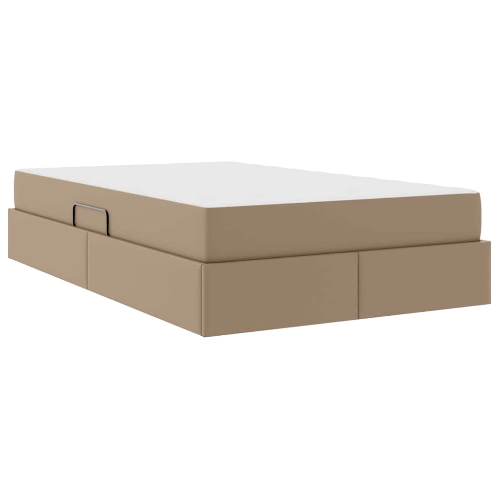 vidaXL Κρεβάτι με αποθηκευτικό χώρο και στρώμα 2 pcs Καπουτσίνο Δέρμα