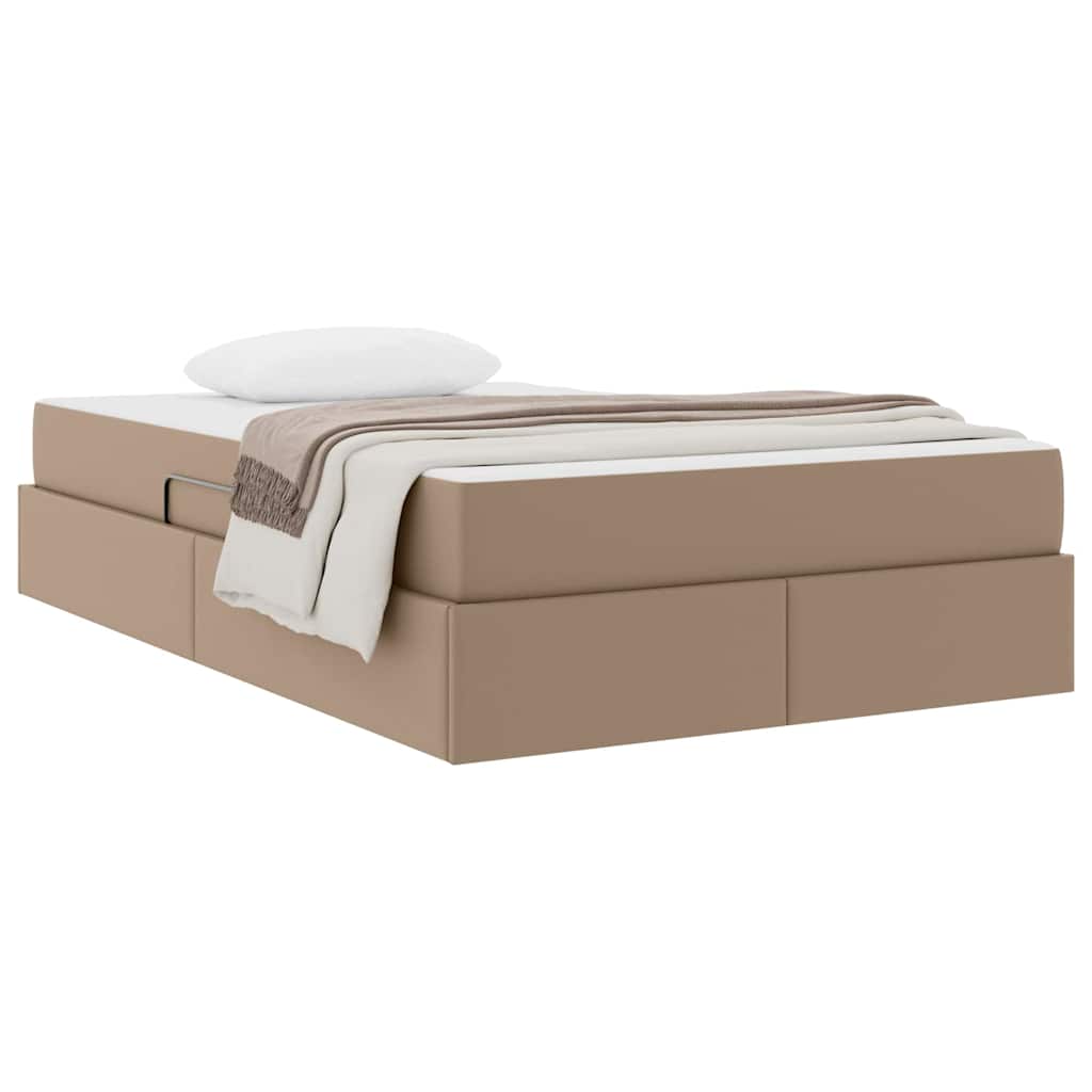 vidaXL Κρεβάτι με αποθηκευτικό χώρο και στρώμα 2 pcs Καπουτσίνο Δέρμα