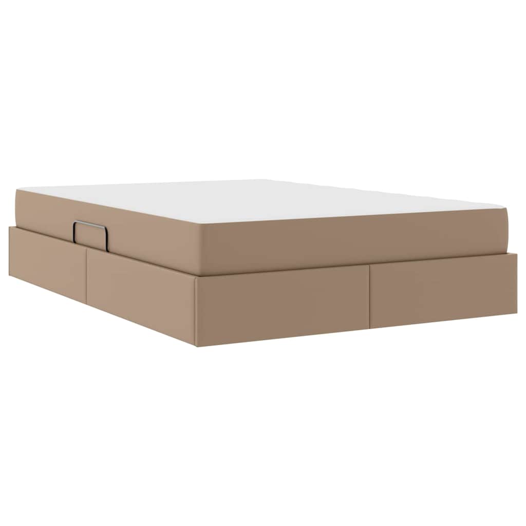 vidaXL Κρεβάτι με αποθηκευτικό χώρο και στρώμα 2 pcs Καπουτσίνο Δέρμα
