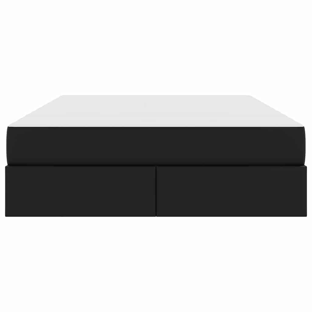 vidaXL Κρεβάτι με αποθηκευτικό χώρο και στρώμα 2 pcs Μαύρο Δέρμα