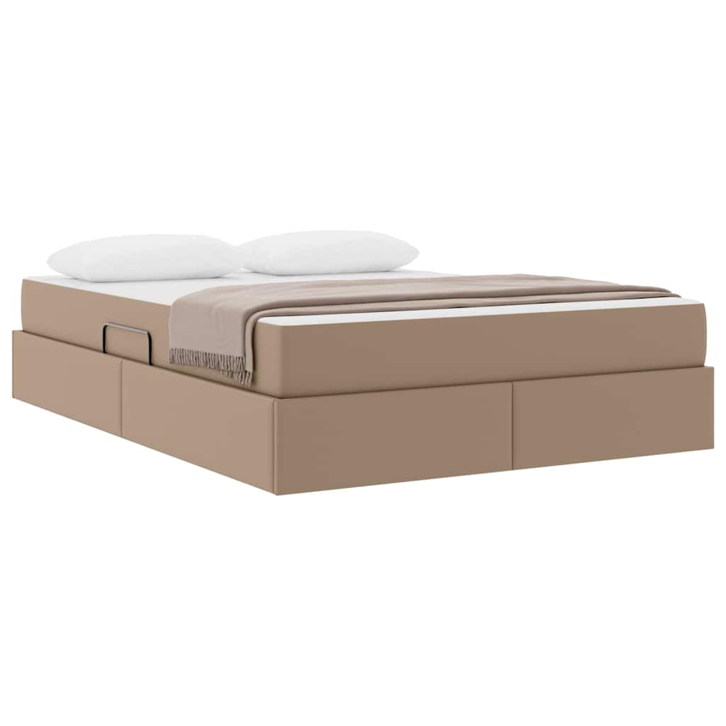 vidaXL Κρεβάτι με αποθηκευτικό χώρο και στρώμα 2 pcs Καπουτσίνο Δέρμα