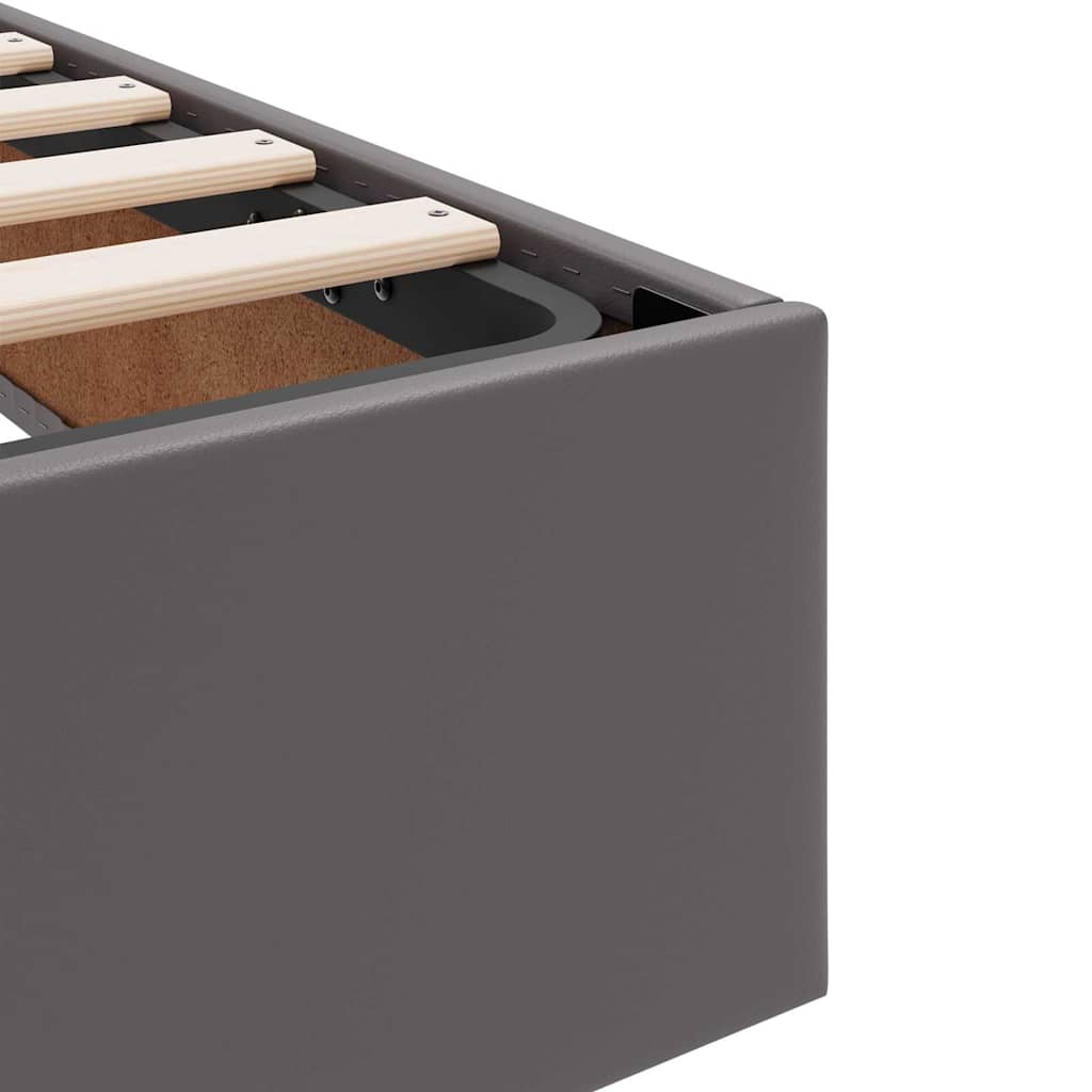 vidaXL Κρεβάτι με αποθηκευτικό χώρο και στρώμα 2 pcs Γκρι Δέρμα
