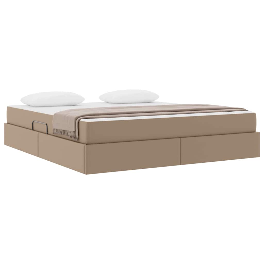 vidaXL Κρεβάτι με αποθηκευτικό χώρο και στρώμα 2 pcs Καπουτσίνο Δέρμα