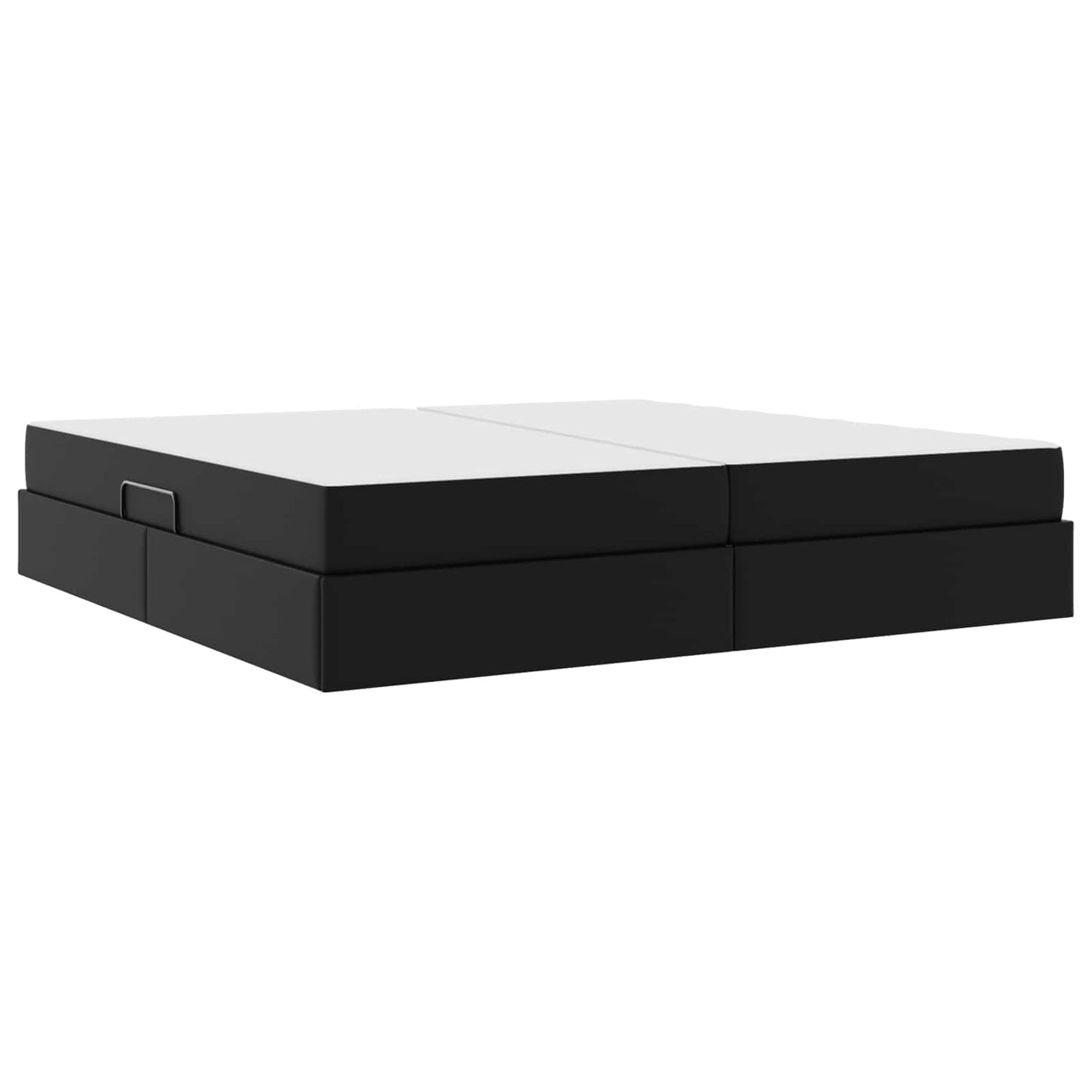 vidaXL Κρεβάτι με αποθηκευτικό χώρο και στρώμα 2 pcs Μαύρο Δέρμα