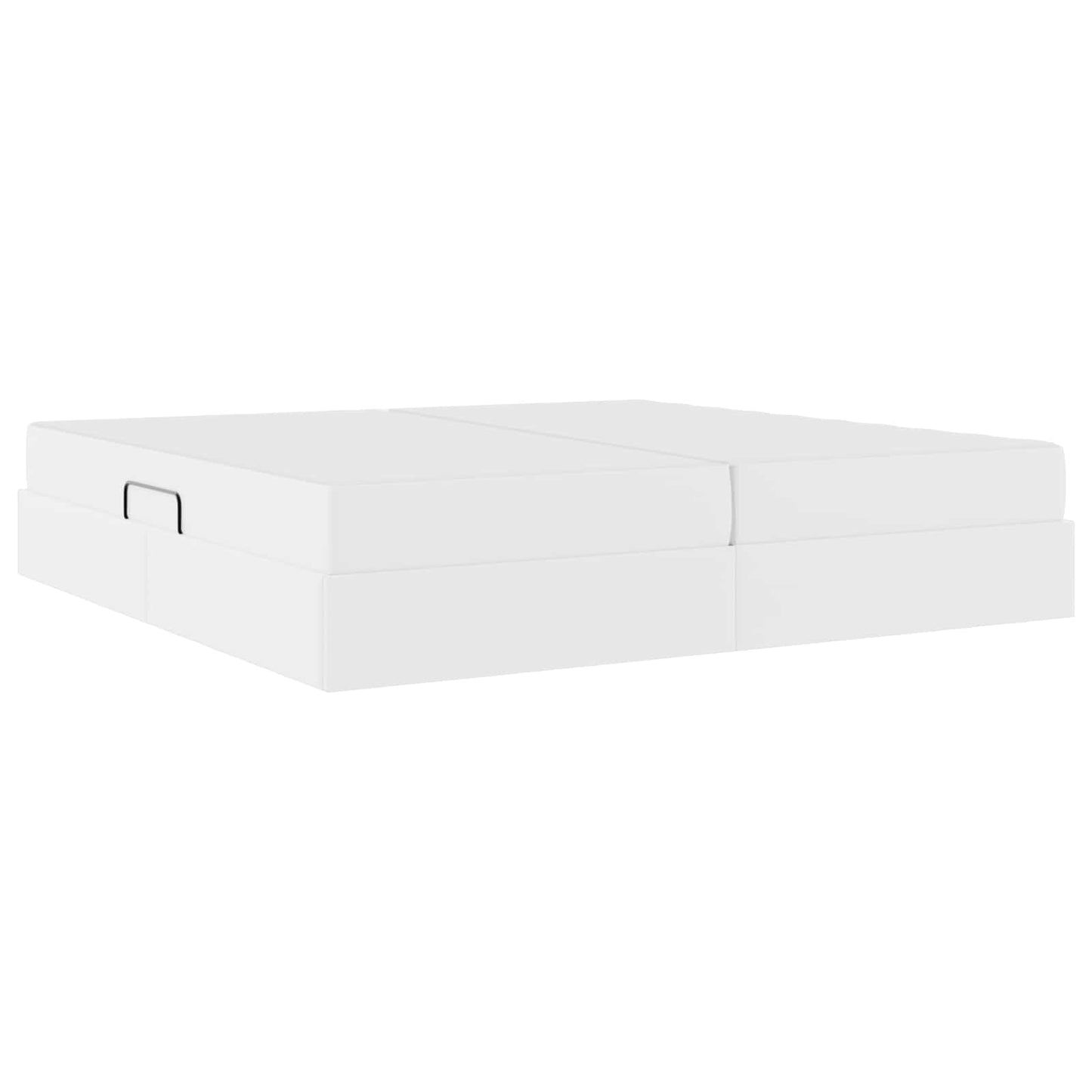 vidaXL Κρεβάτι με αποθηκευτικό χώρο και στρώμα 2 pcs Λευκό Δέρμα