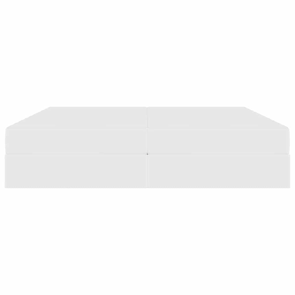 vidaXL Κρεβάτι με αποθηκευτικό χώρο και στρώμα 2 pcs Λευκό Δέρμα
