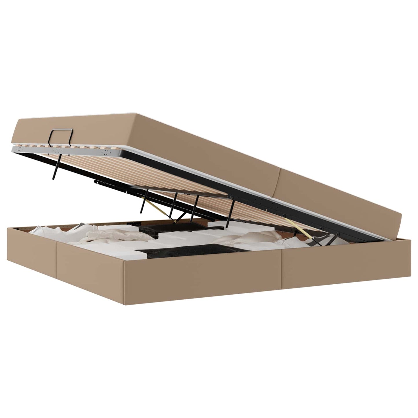 vidaXL Κρεβάτι με αποθηκευτικό χώρο και στρώμα 2 pcs Καπουτσίνο Δέρμα