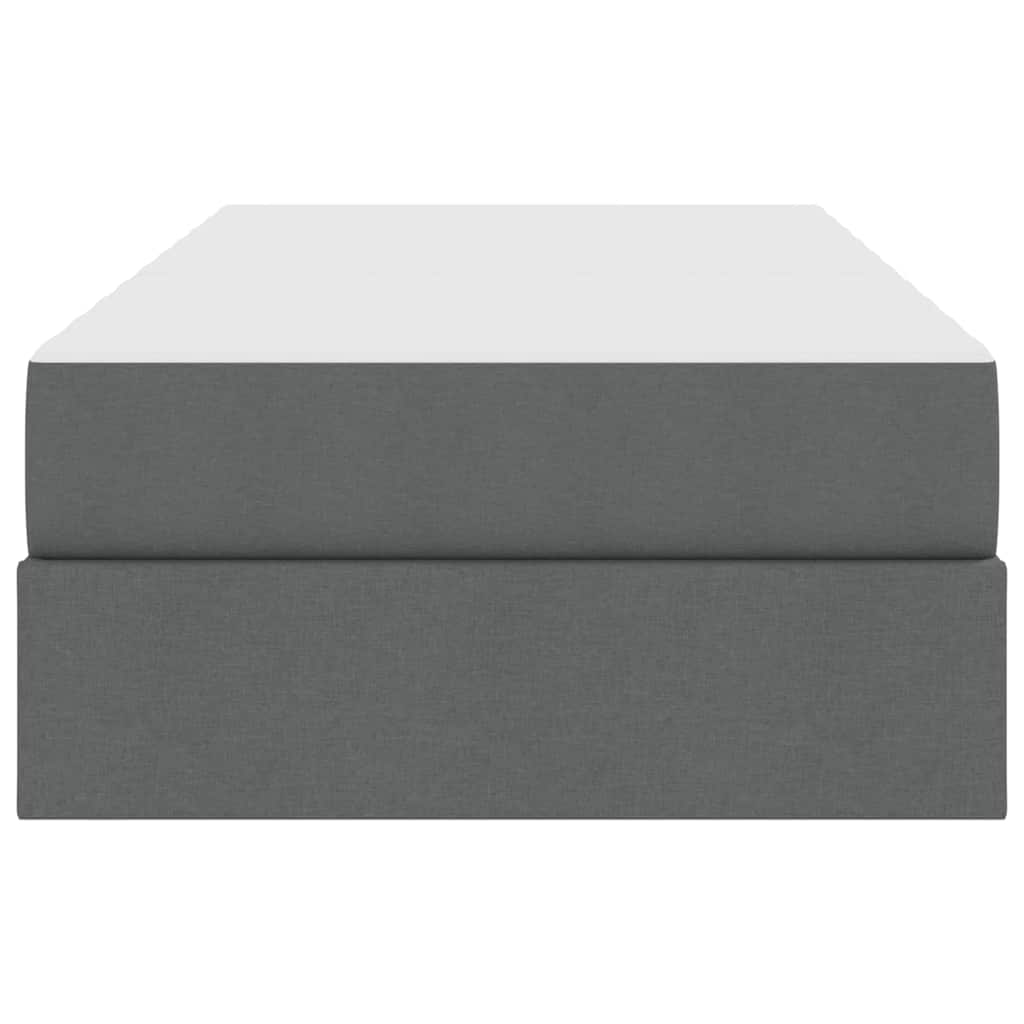 vidaXL Κρεβάτι με αποθηκευτικό χώρο και στρώμα Σκούρο Γκρι 90 x 190 cm