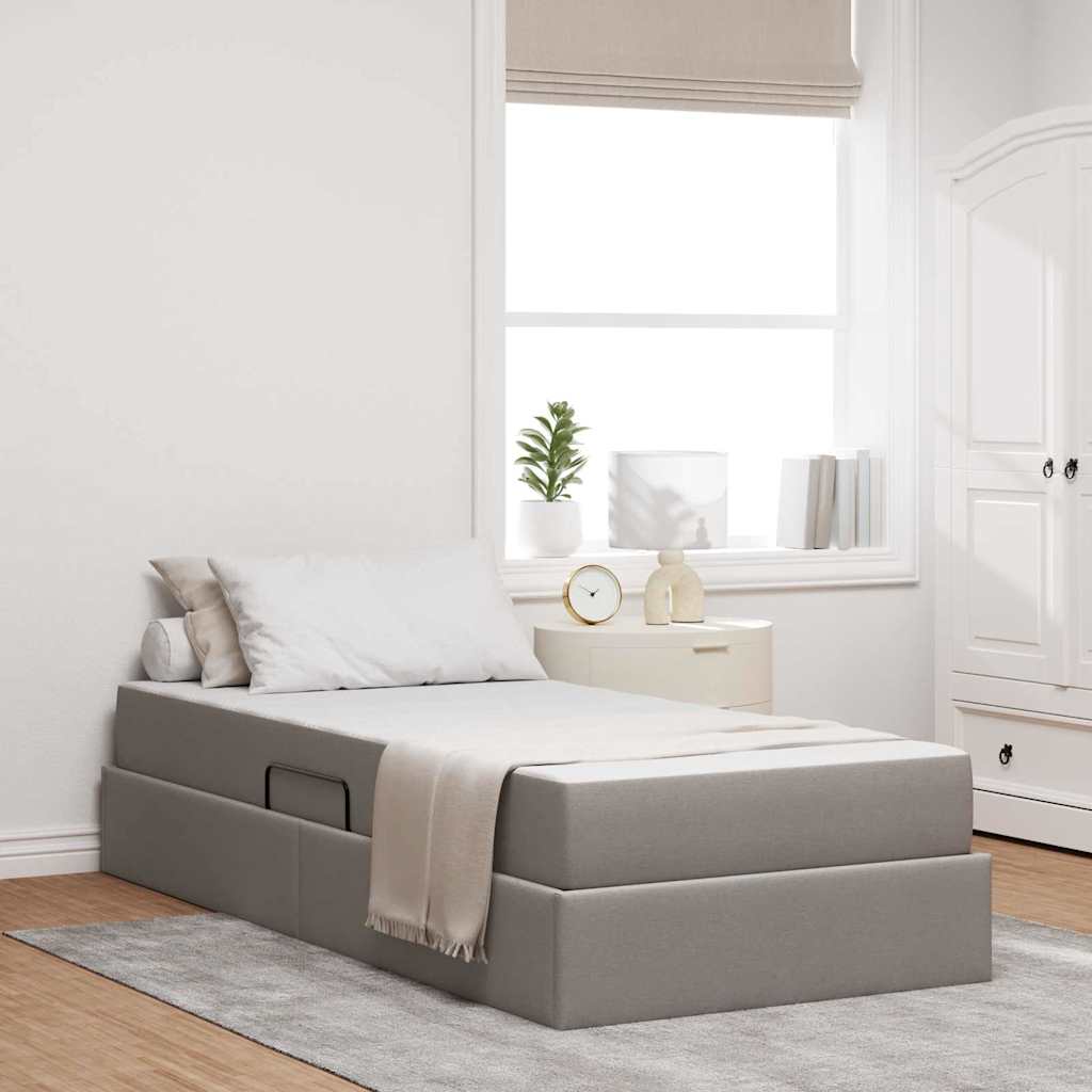 vidaXL Κρεβάτι με αποθηκευτικό χώρο και στρώμα Taupe 90 x 190 cm