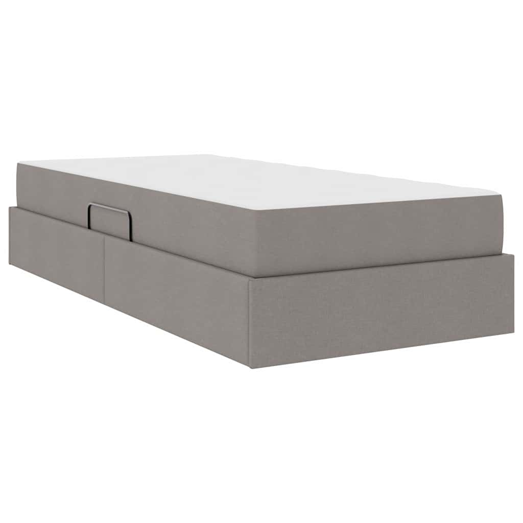 vidaXL Κρεβάτι με αποθηκευτικό χώρο και στρώμα Taupe 100 x 200 cm