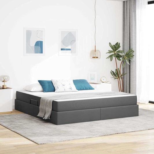 vidaXL Κρεβάτι με αποθηκευτικό χώρο και στρώμα με στρώμα Σκούρο Γκρι