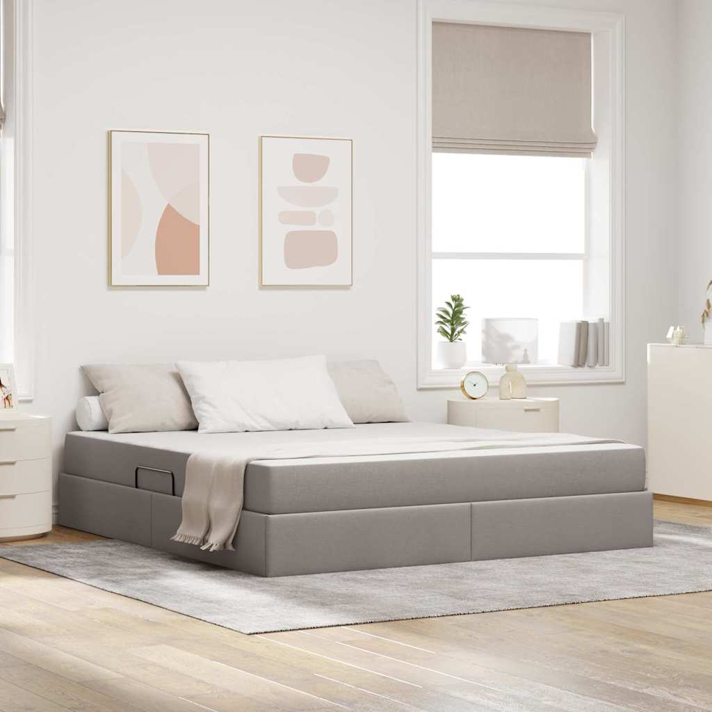 vidaXL Κρεβάτι με αποθηκευτικό χώρο και στρώμα Taupe 180 x 200 cm