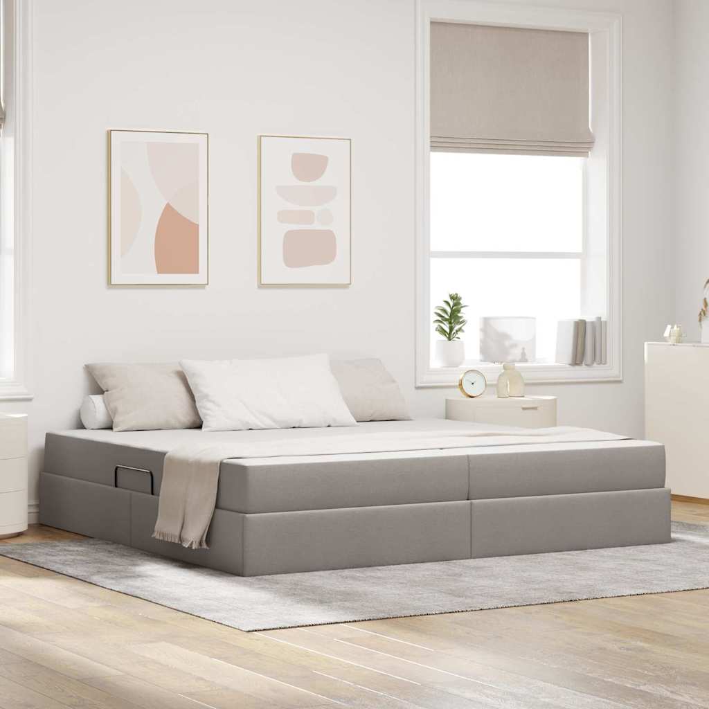 vidaXL Κρεβάτι με αποθηκευτικό χώρο και στρώμα Taupe 200 x 200 cm