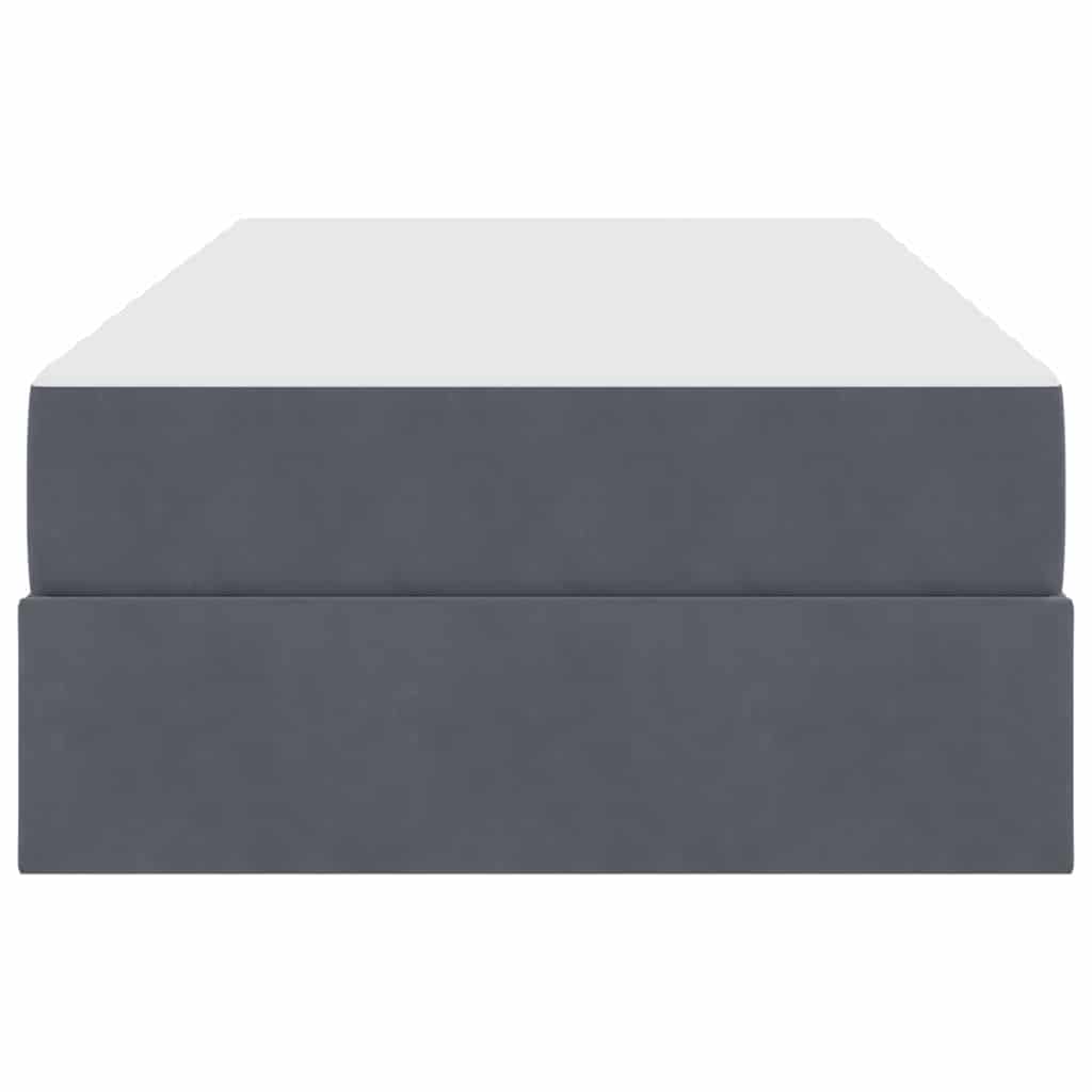 vidaXL Κρεβάτι με αποθηκευτικό χώρο και στρώμα Σκούρο Γκρι 90 x 190 cm
