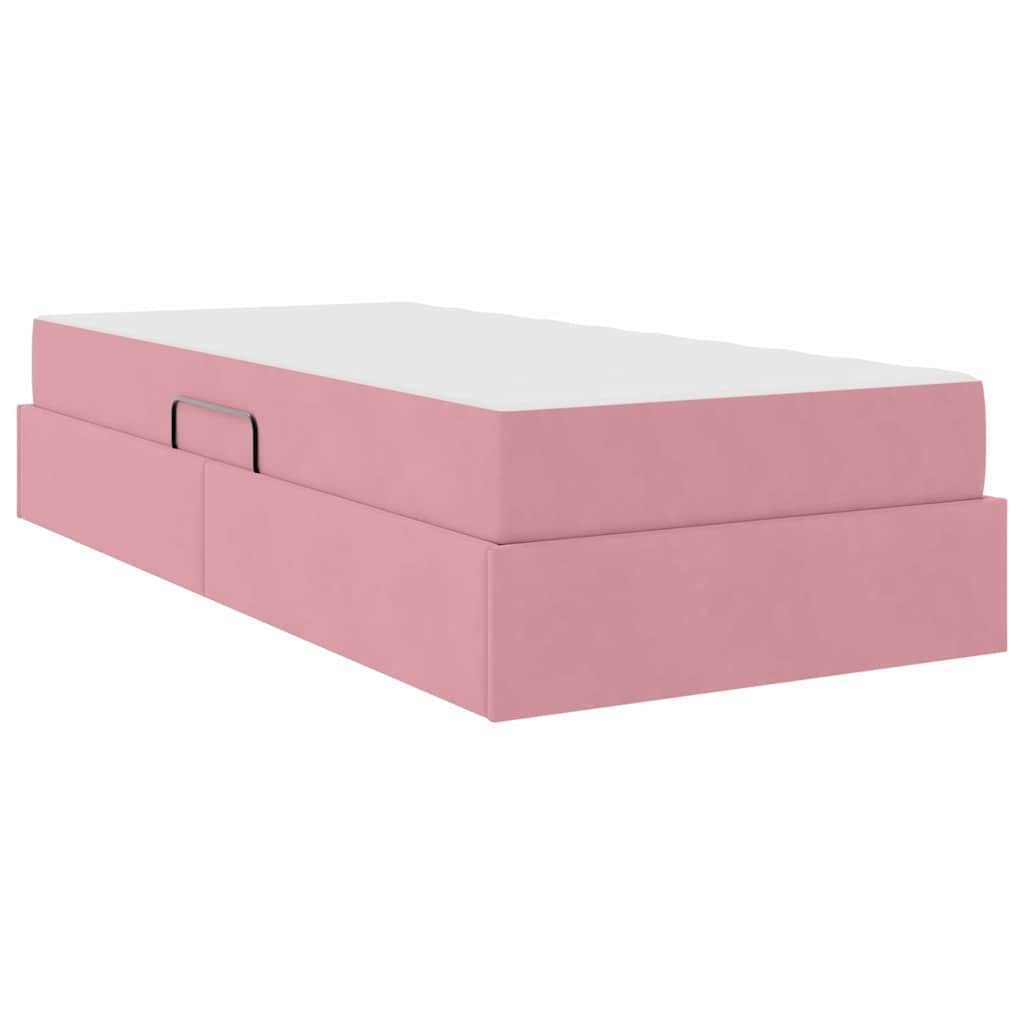 vidaXL Κρεβάτι με αποθηκευτικό χώρο και στρώμα Ροζ 90 x 200 cm Βελούδο