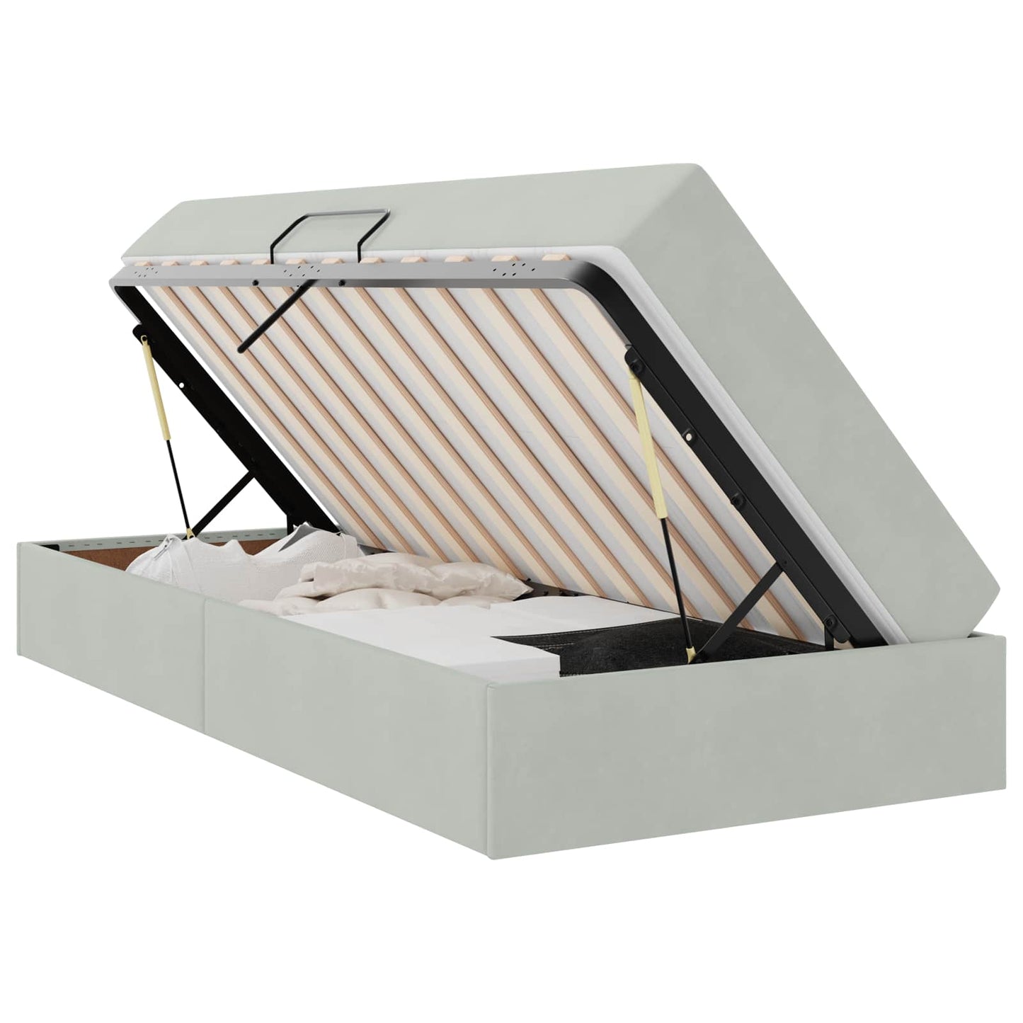 vidaXL Κρεβάτι με αποθηκευτικό χώρο και στρώμα με στρώμα Ανοιχτό γκρι