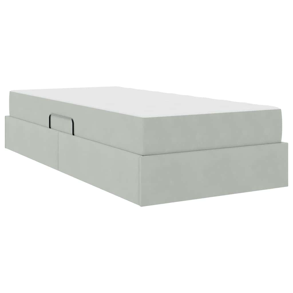 vidaXL Κρεβάτι με αποθηκευτικό χώρο και στρώμα με στρώμα Ανοιχτό γκρι