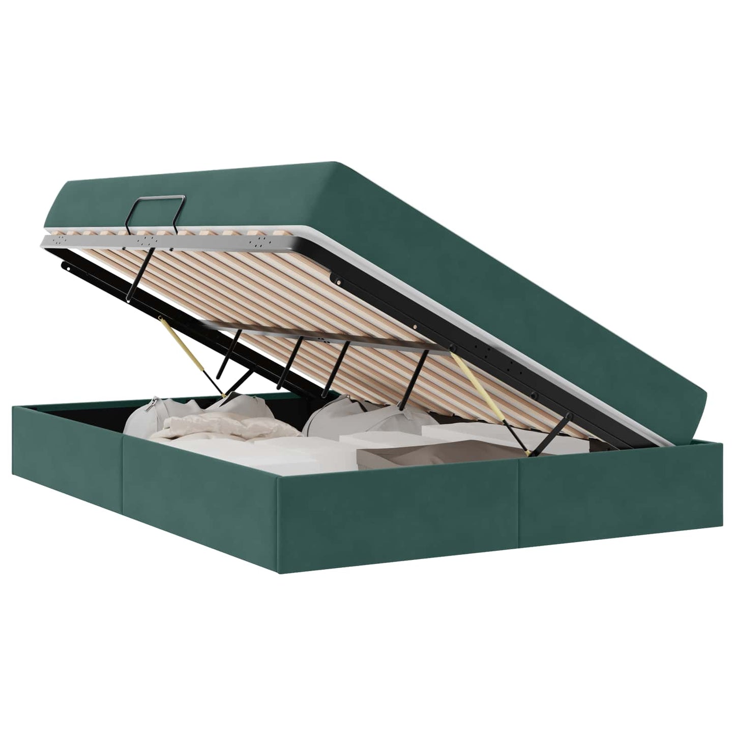 vidaXL Κρεβάτι με αποθηκευτικό χώρο και στρώμα Σκούρο Πράσινο