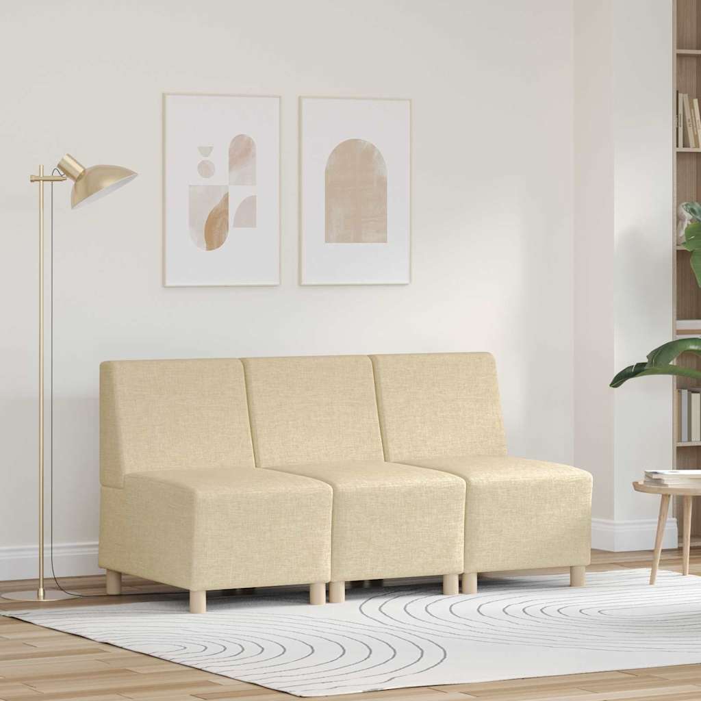 vidaXL Μοναδικός Καναπές χωρίς Χερούλια 3 pcs Κρεμ 55 x 74 x 82 εκ.