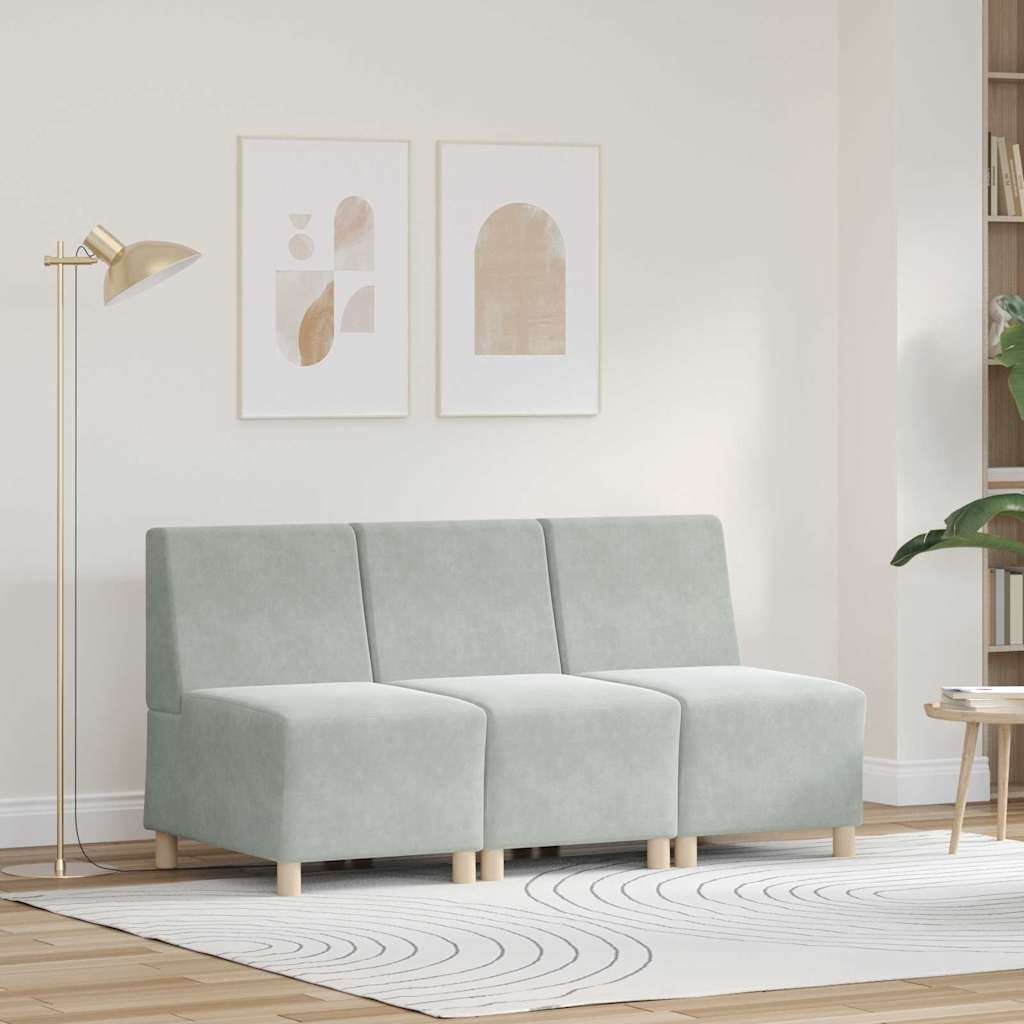vidaXL Μοναδικός Καναπές χωρίς Χερούλια 3 pcs Ανοιχτό γκρι