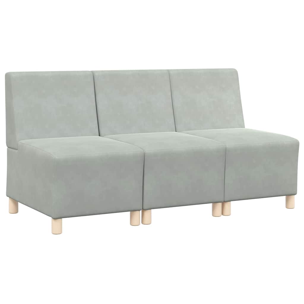 vidaXL Μοναδικός Καναπές χωρίς Χερούλια 3 pcs Ανοιχτό γκρι