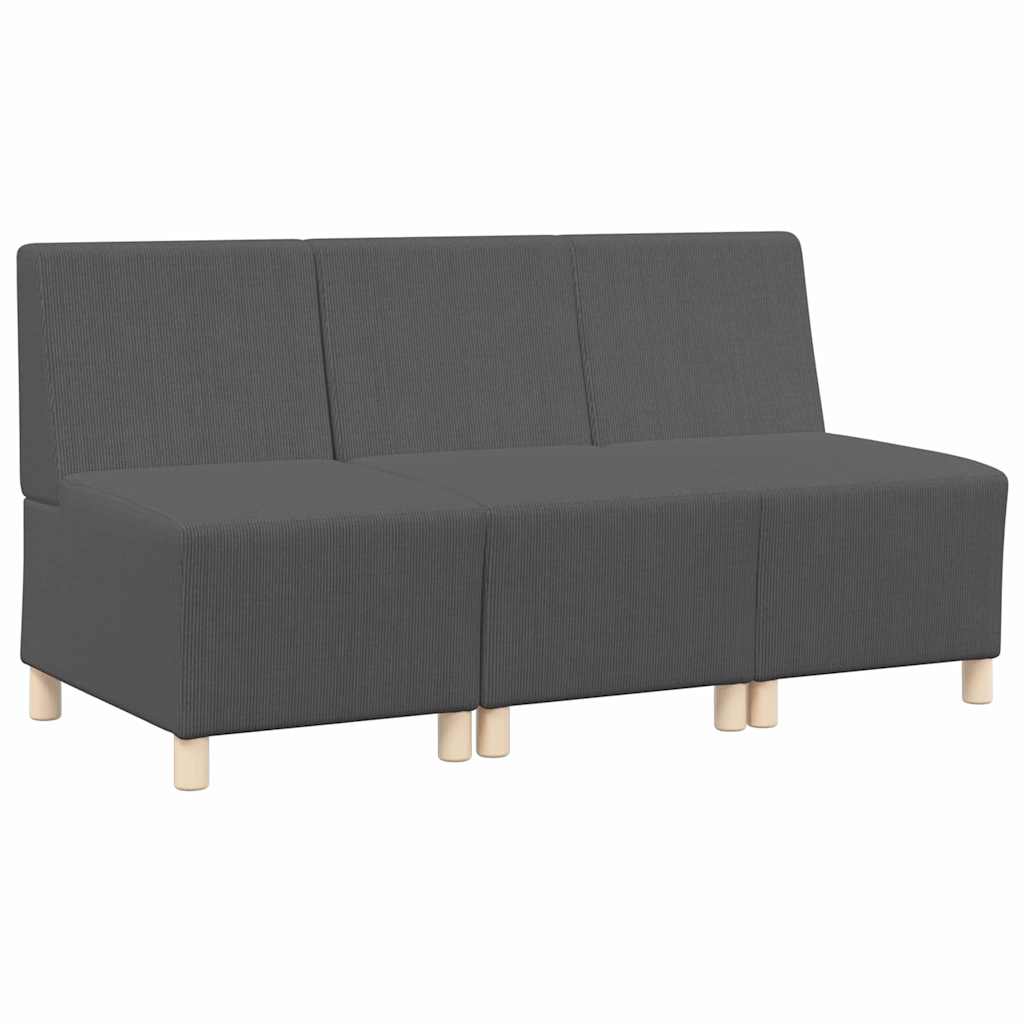 vidaXL Μοναδικός Καναπές χωρίς Χερούλια 3 pcs Σκούρο Γκρι