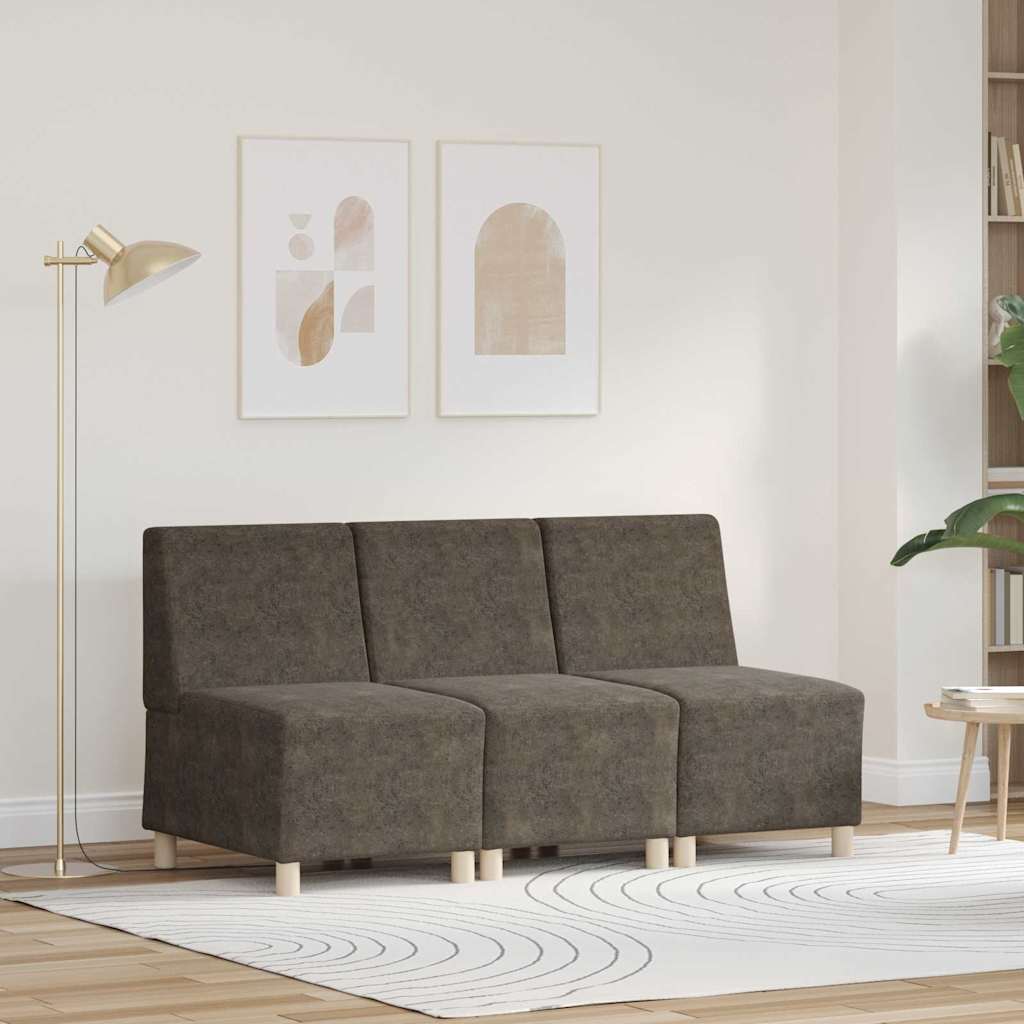vidaXL Μοναδικός Καναπές χωρίς Χερούλια 3 pcs Σκούρο Γκρι