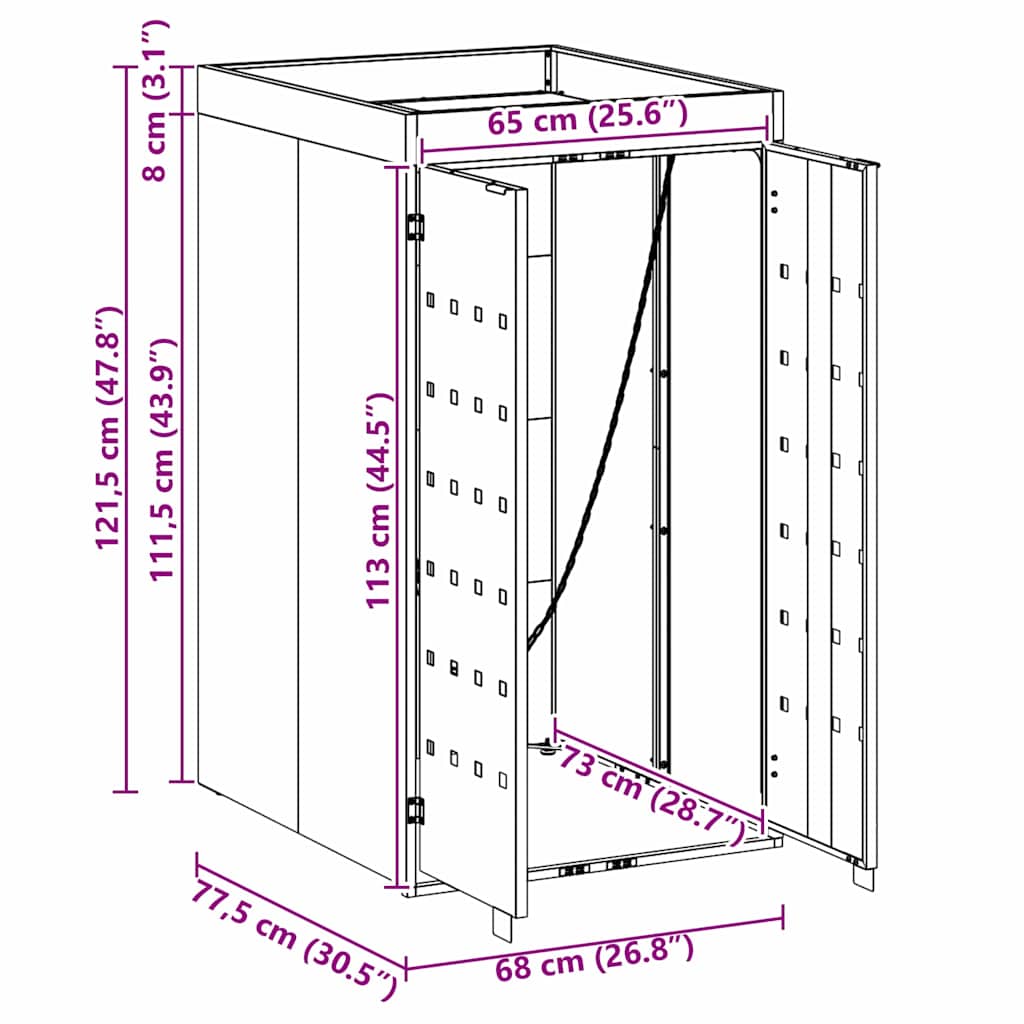 vidaXL Αποθήκευση Κάδου Ρόδας με Στέγη Πλανοστρόφιγγας για Μοναδικό Κάδο 240L