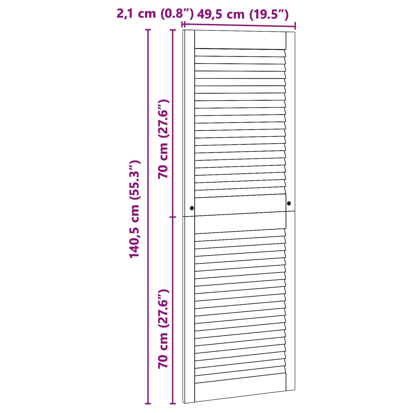 vidaXL Πόρτα Ντουλάπας με πόρτα 2 τεμ. Φυσικό 140,5 x 49,5 εκ