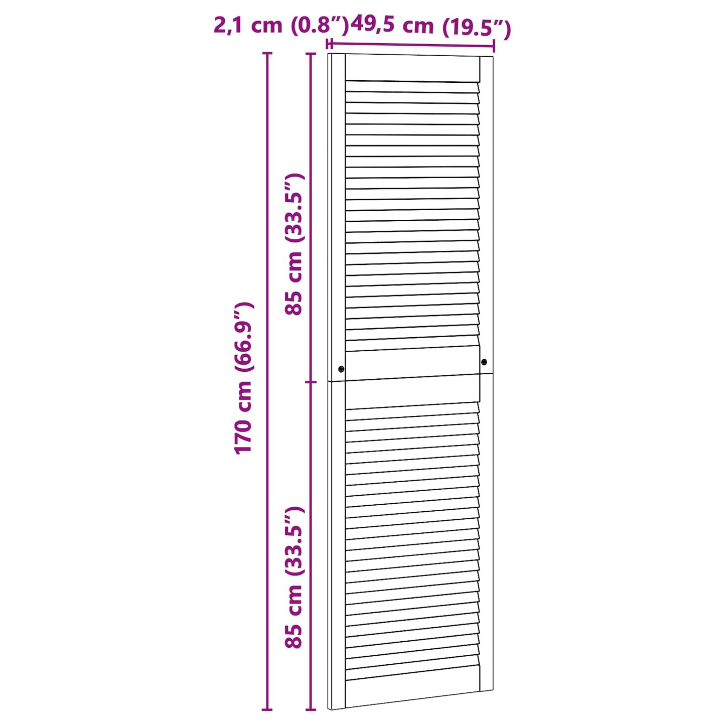 vidaXL Πόρτα Ντουλάπας με πόρτα 2 τεμ. Φυσικό 170 x 49,5 εκ