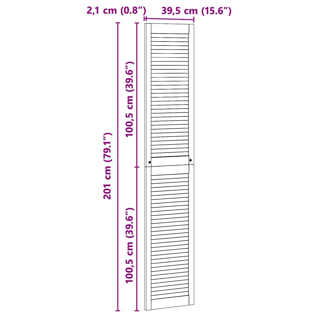 vidaXL Πόρτα Ντουλάπας Φυσικό 201 x 2,1 x 39,5 cm Στερεά ξυλεία πεύκου