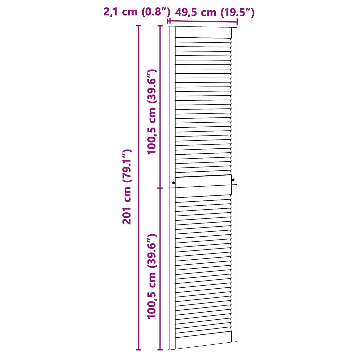 vidaXL Πόρτα Ντουλάπας με πόρτα 2 τεμ. Φυσικό 201 x 49,5 εκ