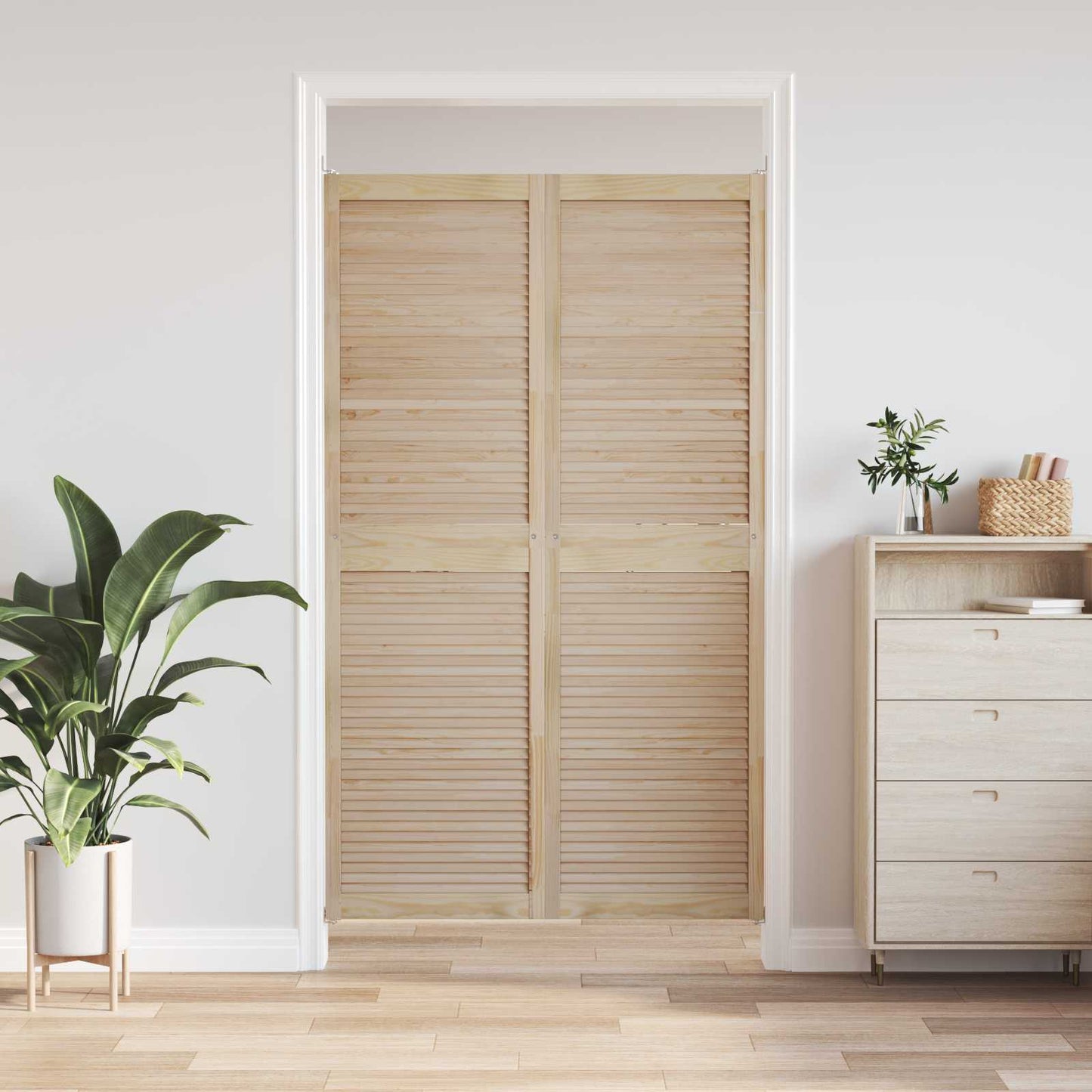 vidaXL Πόρτα Ντουλάπας με πόρτα 2 τεμ. Φυσικό 201 x 2,1 x 59,5 cm