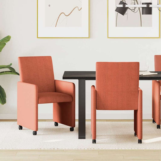 vidaXL Καρέκλες Φαγητού με Ρόδες 2 pcs Κόκκινο πορτοκαλί Βελούδο