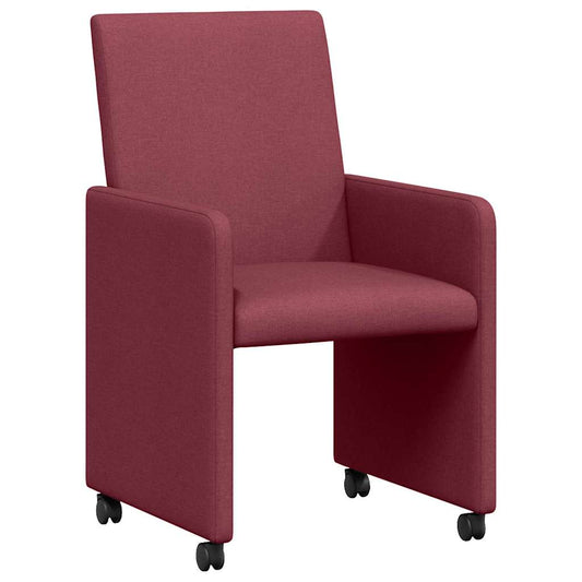 vidaXL Καρέκλες Φαγητού με Ρόδες 2 pcs Μπορντό 57 x 66 x 94 εκ ύφασμα