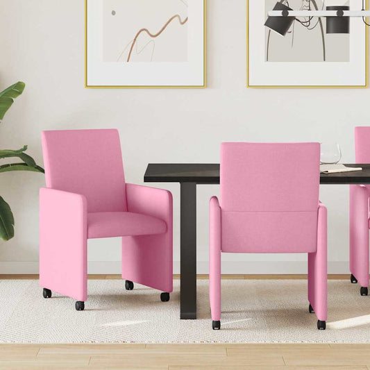 vidaXL Καρέκλες Φαγητού με Ρόδες 2 pcs Ροζ 57 x 66 x 94 εκ ύφασμα