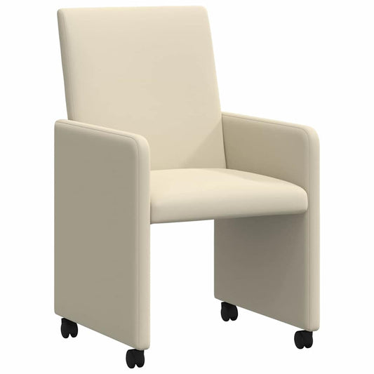 vidaXL Καρέκλες Φαγητού με Ρόδες με τροχούς 2 pcs Κρεμ 57 x 66 x 94 εκ