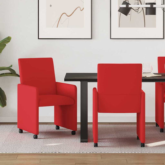 vidaXL Καρέκλες Φαγητού με Ρόδες 2 pcs Κόκκινο 57 x 66 x 94 εκ