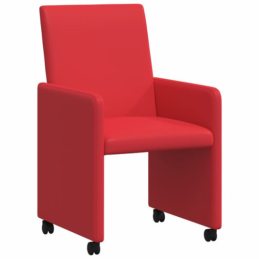 vidaXL Καρέκλες Φαγητού με Ρόδες 2 pcs Κόκκινο 57 x 66 x 94 εκ