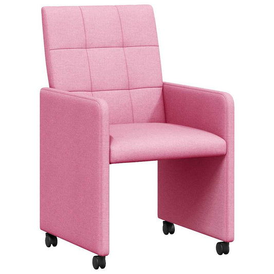 vidaXL Καρέκλες Φαγητού με Ρόδες 2 pcs Ροζ 58 x 65 x 94 εκ ύφασμα