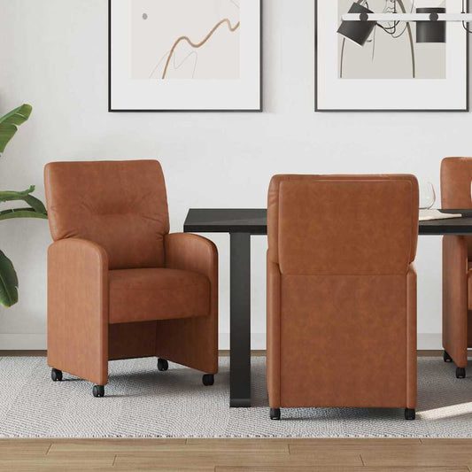 vidaXL Καρέκλες Φαγητού με Ρόδες με τροχούς 2 pcs Καφέ 57 x 67 x 95 εκ