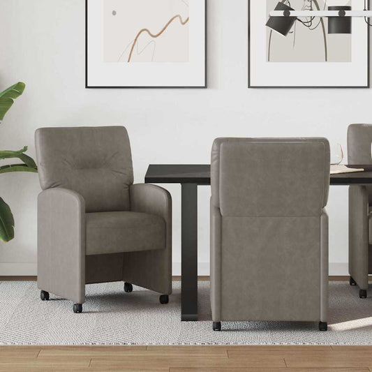vidaXL Καρέκλες Φαγητού με Ρόδες με τροχούς 2 pcs Γκρι 57 x 67 x 95 εκ