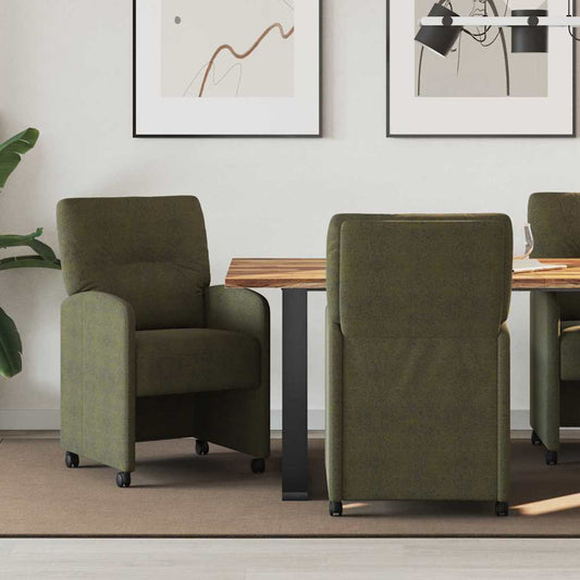 vidaXL Καρέκλες Φαγητού με Ρόδες με τροχούς 2 pcs Στρατιωτικό πράσινο